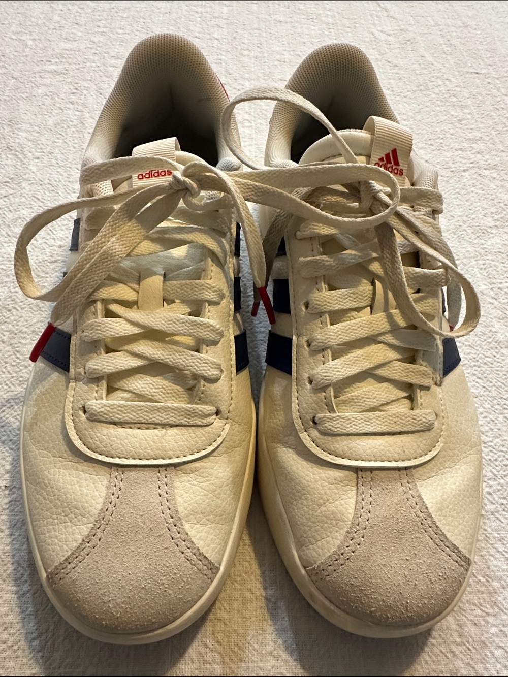 Adidas White Leather Blue Stripes Red Suede Sneakers Women’s Size 9